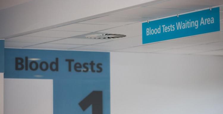 A sign saying Blood Test in a hospital