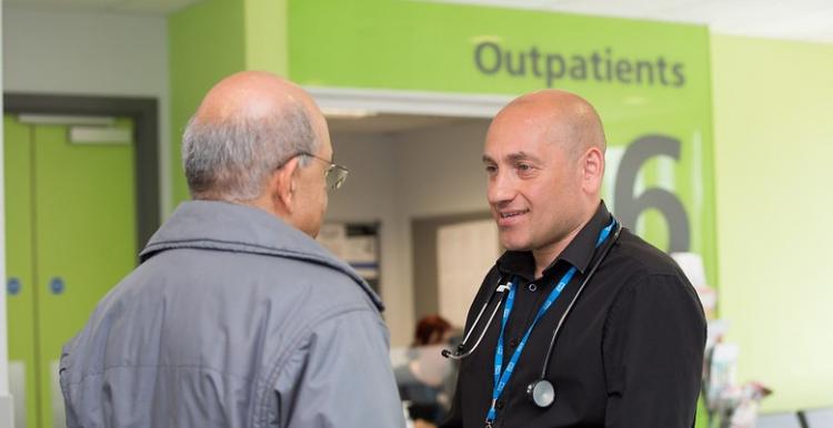 Two met talking in the hospital reception