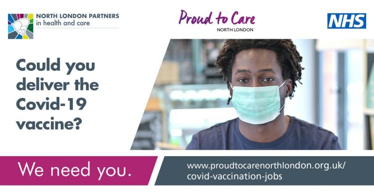 Recruitment poster about Coronavirus vacccine helpers