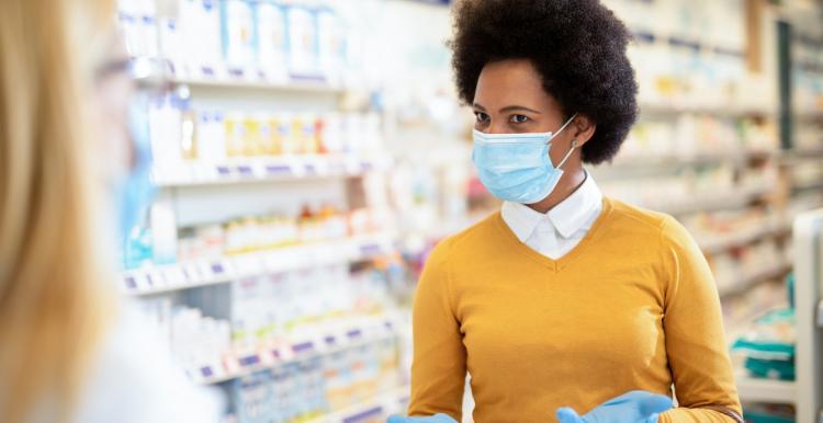 Photo of pharmacist wearing a mask