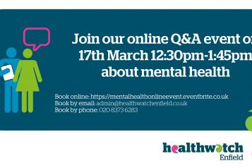 mental health event poster 17th March 12:30pm -1:45pm