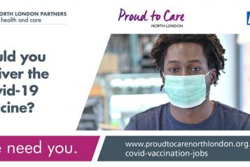 Recruitment poster about Coronavirus vacccine helpers